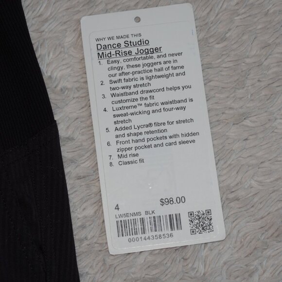 Women's Size 4 Lululemon Dance Studio Mid-Rise Jogger, Black, Full Length - Picture 7 of 11